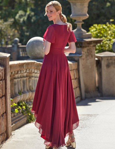 Robe de cocktail et cérémonie - cerise, bleu acier, émeraude, sauge - Caralys Mariage Nice 06 Paca