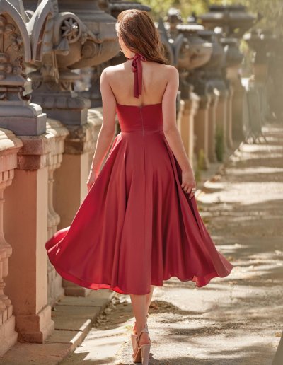 Robe de cocktail et cérémonie civile- rose, vert sauge, terracota, kaki, bleu canard - Caralys Mariage Nice 06 Paca