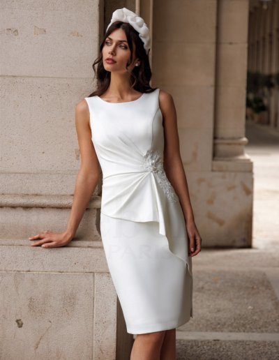 Robe de cocktail et cérémonie civile - ivoire , terracotta - Caralys Mariage Nice 06 Paca